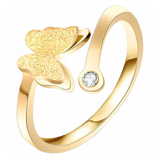Butterfly Ring, 18K Gold Plated Steel