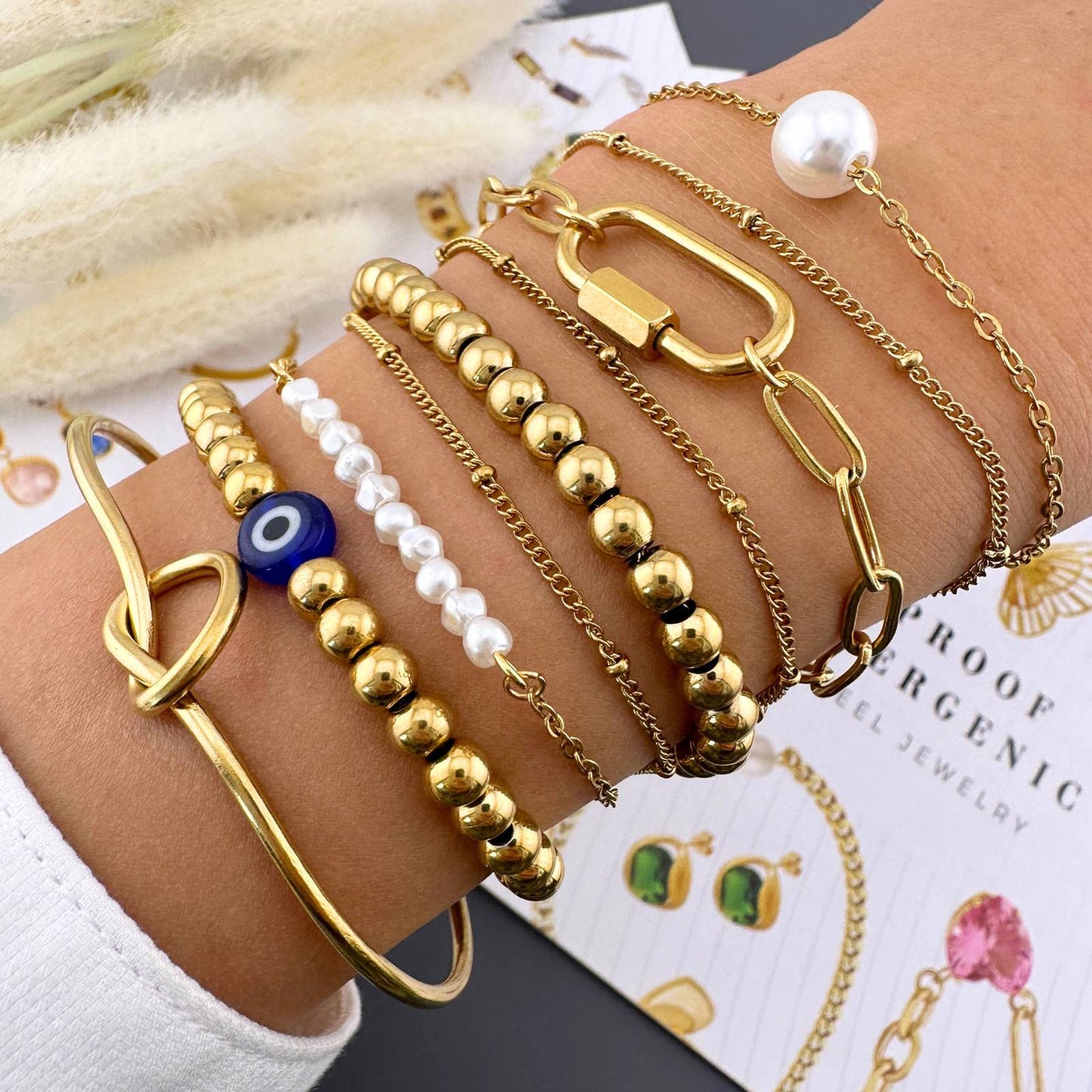 Bracelet, 18K Gold Plated Steel